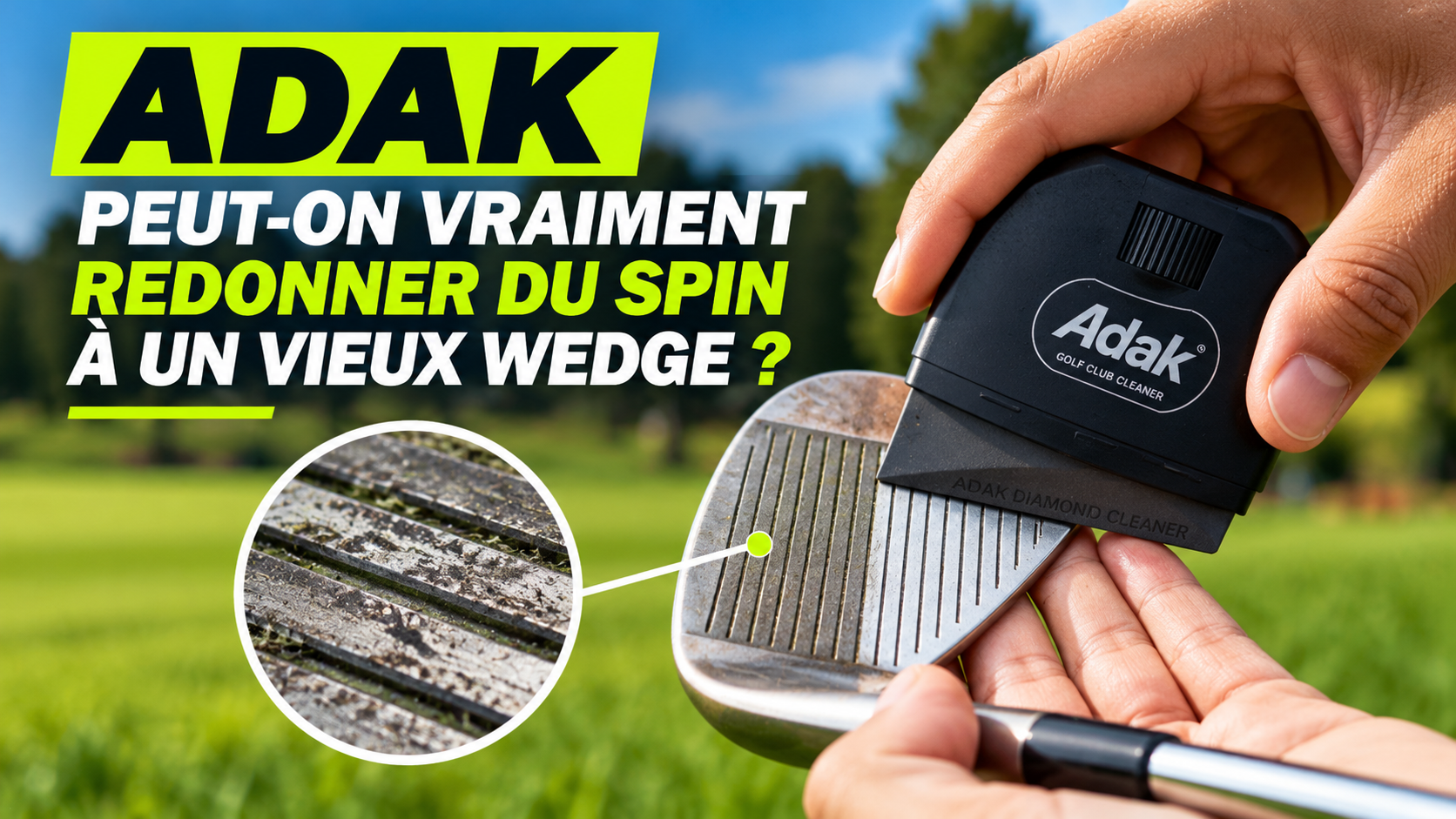 ADAK Golf utilisé pour nettoyer les stries d’un wedge usé et tenter de restaurer son spin.