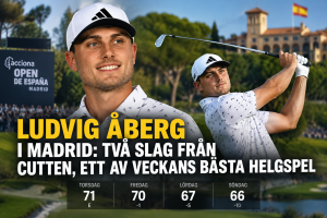 Ludvig Åberg i Madrid: två slag från att missa cutten – sedan nio under par på helgen